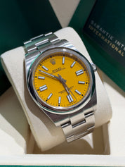 Rolex Oyster Perpetual 41mm Stainless Steel 124300 “Yellow Lacquer” (2021)