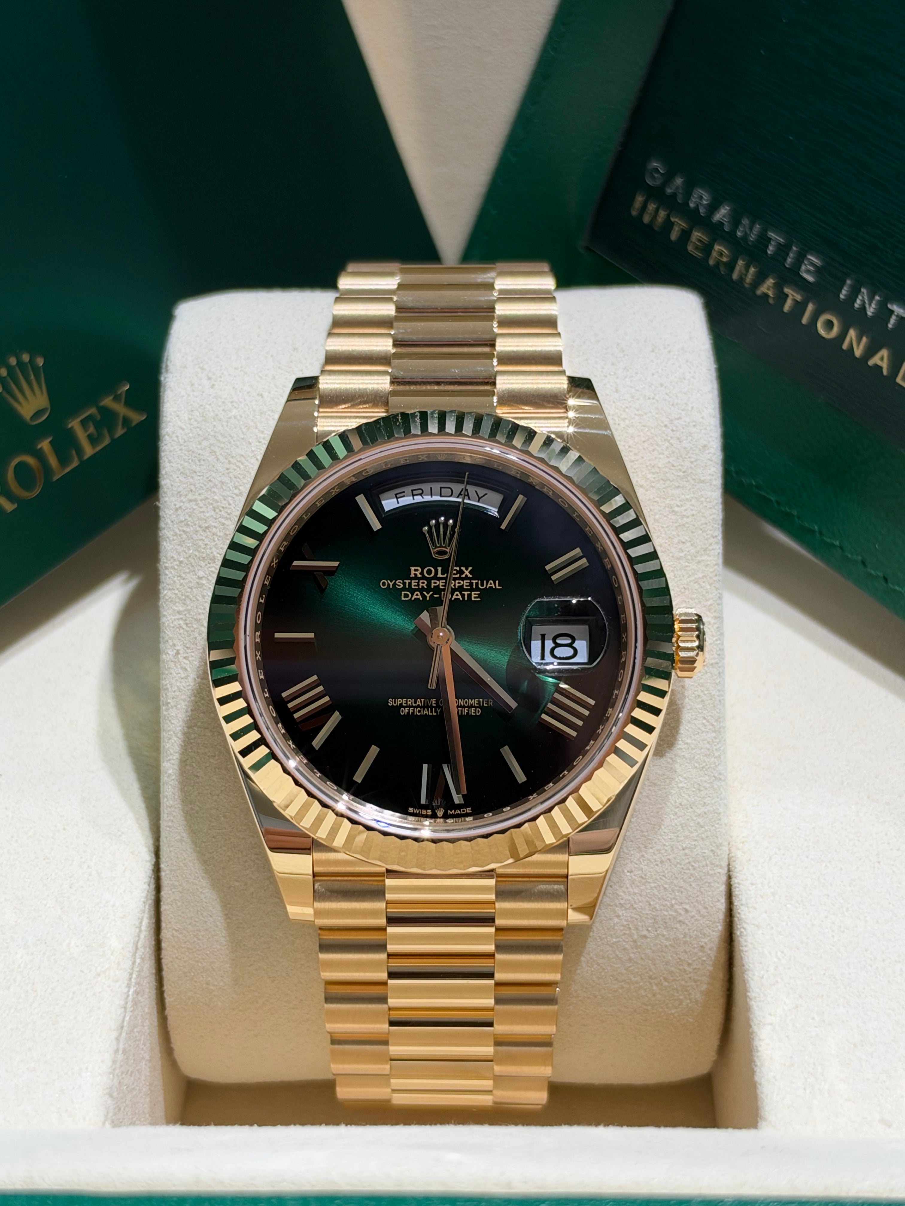 Rolex Day-Date 40mm Yellow Gold 228238 “Green Ombré” (2026)