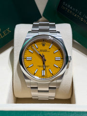 Rolex Oyster Perpetual 41mm Stainless Steel 124300 “Yellow Lacquer” (2021)